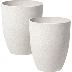 CROTON - Bloempot set van 2 - Gebroken wit - 35 cm - Stenenmix