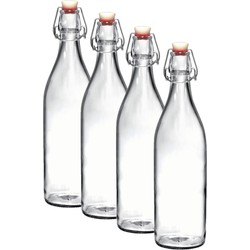 Bormioli Rocco beugelfles/waterfles - 6x - 1000 ml - transparant - Weckpotten