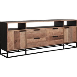 DTP Home TV stand Cosmo No.3 high, 2 doors, 4 drawers, 3 open racks,75x200x40 cm, recycled teakwood