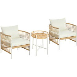 4goodz Outsunny 3-delige Bistroset PE-rattan - Bruin/Crème