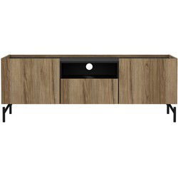 Tv-meubel met 2 deuren, 1 lade, 1 vak eikendecor en matzwart B147 cm  BILLIE