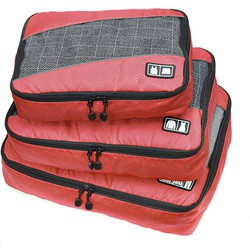 Decopatent® Packing Cubes SET 3 Delig - Organizer voor koffer en backpack - Bagagage Organizers Kleding Ondergoed Schoenen - Rood