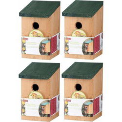 Vogelhuisje - 4x - hout - groen dak - 22 cm - nestkast - Vogelhuisjes