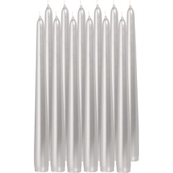 Trend Candles Dinerkaarsen - 12x stuks - zilver - 25 cm - Dinerkaarsen