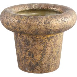 PTMD Relandi Ronde Bloempot - H28 x Ø35 cm - Cement - Goud