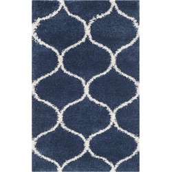 Safavieh Shaggy Indoor Woven Area Rug, Hudson Shag Collection, SGH280, in Navy & Ivory, 91 X 152 cm