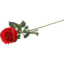 Top Art Kunstbloem roos Nova - rood - 75 cm - kunststof steel - decoratie bloemen - Kunstbloemen
