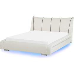 NANTES  - Tweepersoonsbed LED - Gebroken wit - 140 x 200 cm - Leer