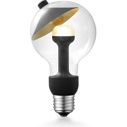 Design LED Lichtbron Move Me - Zwart/Goud - G80 Cone LED lamp - 8/8/13.7cm - Met verstelbare diffuser via magneet - geschikt voor E27 fitting - 3W 220lm 2700K - warm wit licht