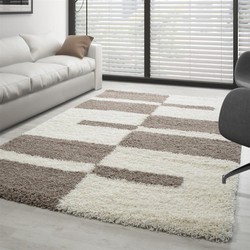 Manhattan Shaggy vloerkleed - Beige - 240 X 340 CM