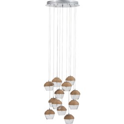 J-line - Hanglamp 10kopjes Glas/touw Transparant/naturel - 60x60x150cm