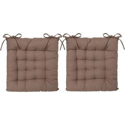 Atmosphera Stoelkussen - 6x - taupe - katoen - 38 x 6 cm - zitkussen - tuinstoelkussens