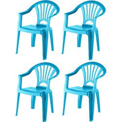 4x stuks kunststof blauwe kinderstoeltjes 37 x 31 x 51 cm - Kinderstoelen