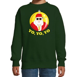 Bellatio Decorations kersttrui/sweater voor kinderen - Kerstman - groen - Yo Yo Yo 3-4 jaar (98/104) - kerst truien kind