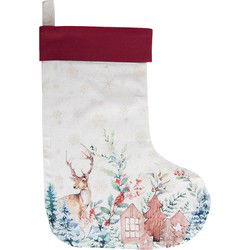 Clayre & Eef Kerstsok Wit Rood Katoen