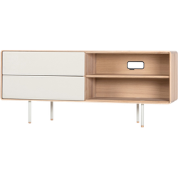 Fina sideboard houten dressoir linoleum mushroom whitewash - 150 x 45 cm