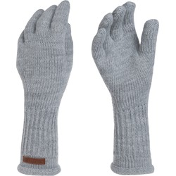 Knit Factory Lana Gebreide Dames Handschoenen - Polswarmers - Licht Grijs - One Size