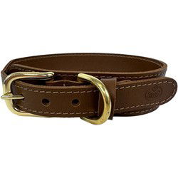 SAZZZ HALSBAND HOND PIONEER CLASSIC LEER ZADEL BRUIN 42-50X3,5CM