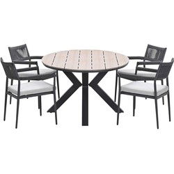 Garden Impressions Tineo tuinset 5-delig - Tulli tuintafel 180x115 cm - light teak vironwood