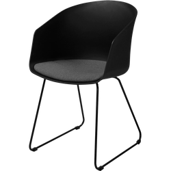 Hugo kunststof eetkamerstoel zwart met zitkussen - zwart onderstel
