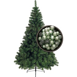 Bellatio Decorations kunst kerstboom 210 cm met kerstballen mintgroen - Kunstkerstboom