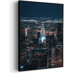 Muurwerken Akoestisch Schilderij - Chrysler Building New York at Night - Geluidsdempend Wandpaneel - Wanddecoratie - Geluidsisolatie - PRO (AW 0.90) XXL (107X150)