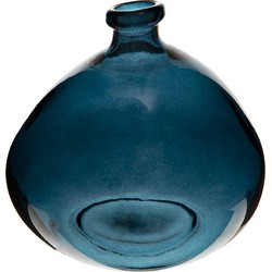 Atmosphera bloemenvaas Organische bol fles vorm - blauw transparant - glas - H22 x D21 cm - Vazen