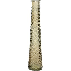 Vaas/bloemenvaas van gerecycled glas - D7 x H32 cm - transparant lichtbruin - Vazen