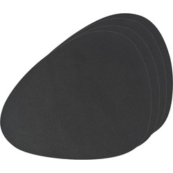 Zeller placemats - 6x - lederlook - zwart - 34 x 42 cm - Placemats
