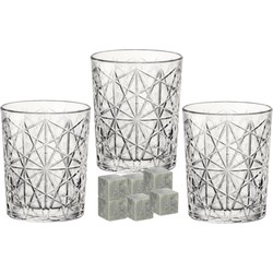 Bormioli Rocco whiskyglazen - set 6x stuks 390 ml - 9x whisky ijsblokstenen - Whiskeyglazen