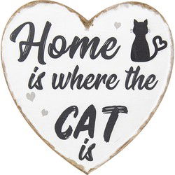 Clayre & Eef Tekstbord  25x25 cm Wit Zwart Metaal Home Cat Wandbord