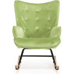 Aemely® Schommelstoel 'Steerne' - Dino Groen Velvet, Blank Hout