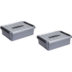 Sunware opbergbox - 2x - grijs - 10L - 40 x 30 x 11 cm - Opbergbox