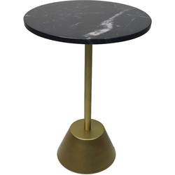 HSM Collection-Ronde Bijzettafel-40x40x55-Zwart/Goud-Marmer/Metaal