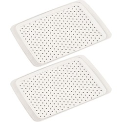 2x Witte dienbladen met anti-slip afwerking 26 x 35 cm - Dienbladen