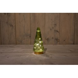 GLAZEN BOOM GROEN MET GOUDEN VOET 10.5X24.5CM 3XAAA