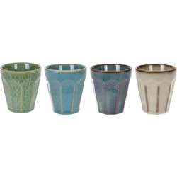 Set van 4x stuks luxe gekleurde porseleinen bekertjes/koffiekopjes 250 ml - Bekers