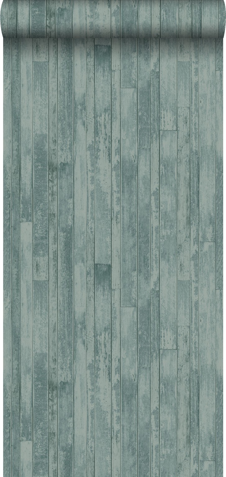 Onderzoek streng schuintrekken ESTAhome behang vintage sloophout planken vergrijsd groen - ESTAhome - |  HomeDeco.nl