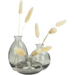 QUVIO Vazen set van 3 - Glas - Donkergrijs