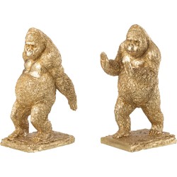 J-line - Set Van 2 Boekensteun Gorilla Resin Goud - 14x12.5x24.5cm