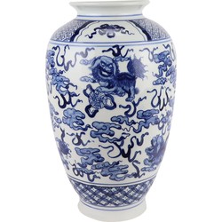 Fine Asianliving Chinese Vaas Blauw Wit Porselein D23xH37cm