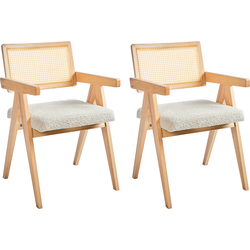 AVA - Eetkamerstoelen set van 2 - Lichtbruin/Lichtbeige - Rubberhout