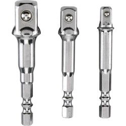 Adapterset voor doppen 3-delig chroom-vanadium 1/4 inch 3/8 inch 1/2 inch