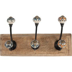 Clayre & Eef Wandkapstok 3 Haken Bruin Hout