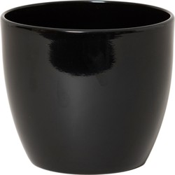 Floran Bloempot/plantenpot Boule - zwart - keramiek - 17 x 15 cm - Plantenpotten