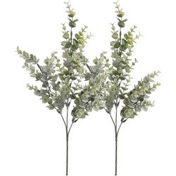 2 stuks Eucalyptus kunstbloemen takken 68 cm decoratie - Kunstplanten