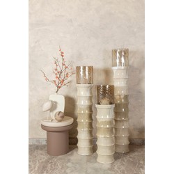 PTMD Windlicht Kaylyne - 27x27x130 cm - Glas - Creme