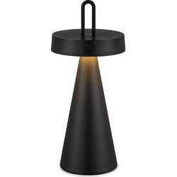 Draadloze Oplaadbare LED Tafellamp - Binnen & Buiten - Dimbaar - ø12.8 x 29 cm - Warmwit licht - 3000mAh - Zwart