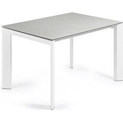 Kave Home - Axis extendable ceramic table with Hydra Plomo finish and white steel legs 120 (180) cm