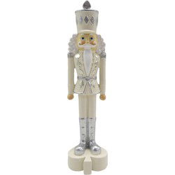 Clayre & Eef Beeld Notenkraker 17 cm Beige Zilverkleurig Polyresin Kerstdecoratie